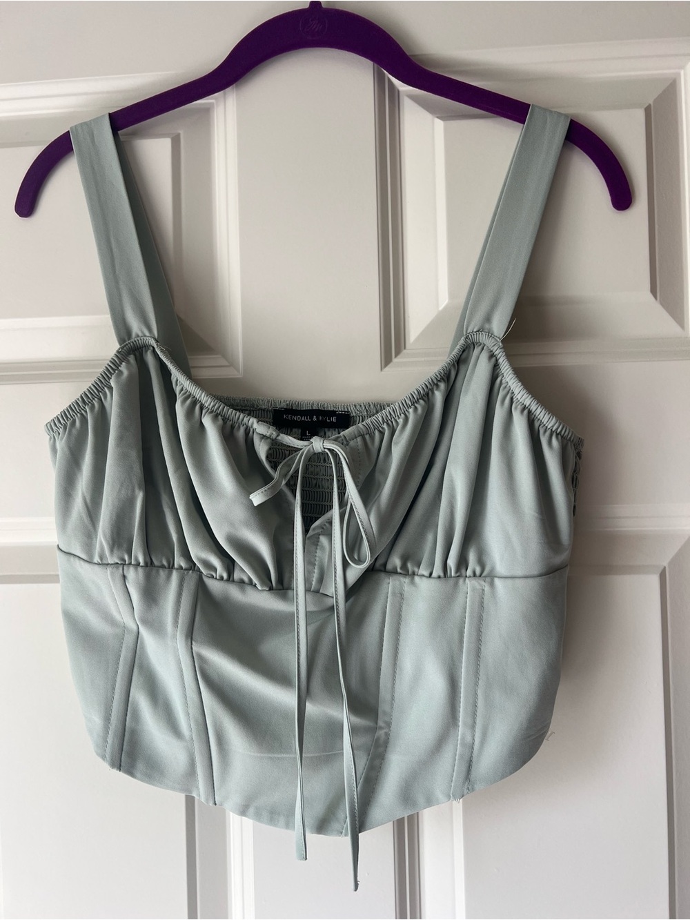 Kendall & Kylie Sage Green Corset Tank Top